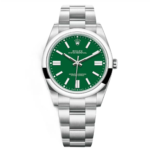 Rolex Oyster Perpetual 124300-0005 – Green Dial with Smooth Bezel and Stainless Steel Oyster Bracelet
